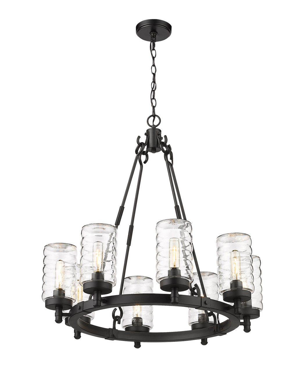 Z-LITE 588-8BK 8 Light Outdoor Pendant, Matte Black