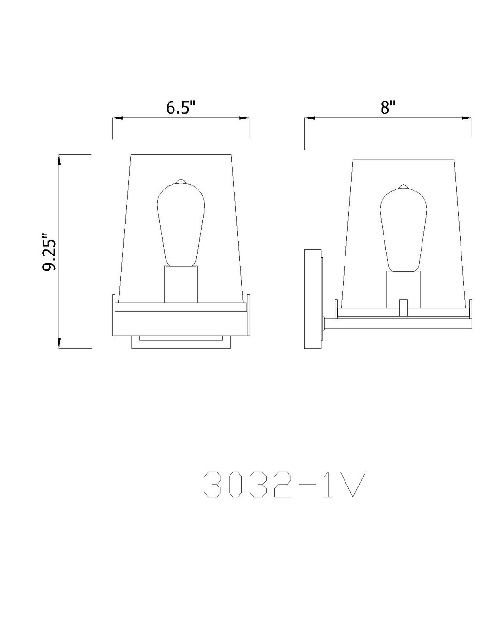 Z-LITE 3032-1V-MB 1 Light Vanity, Matte Black