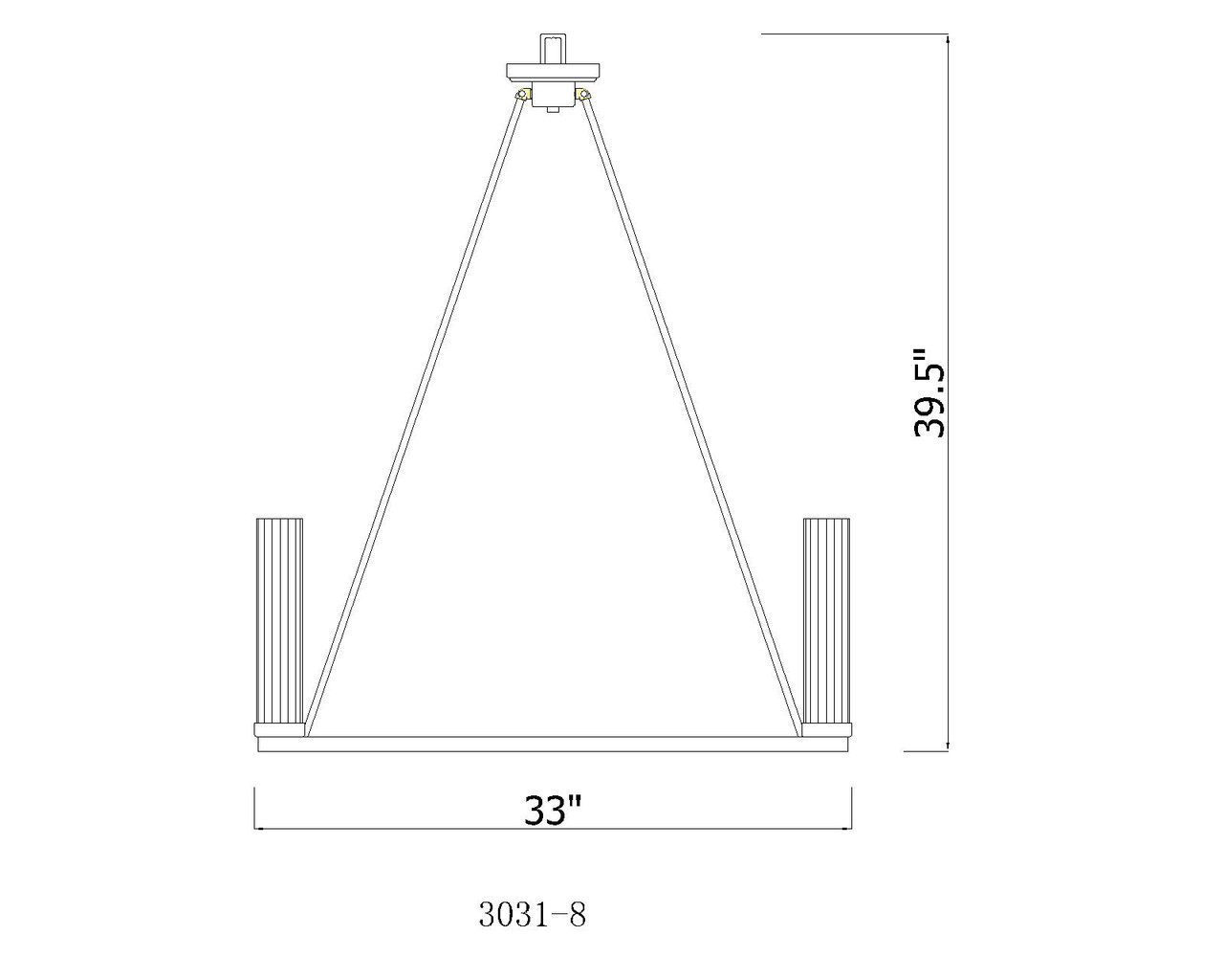 Z-LITE 3031-8PN 8 Light Chandelier, Polished Nickel