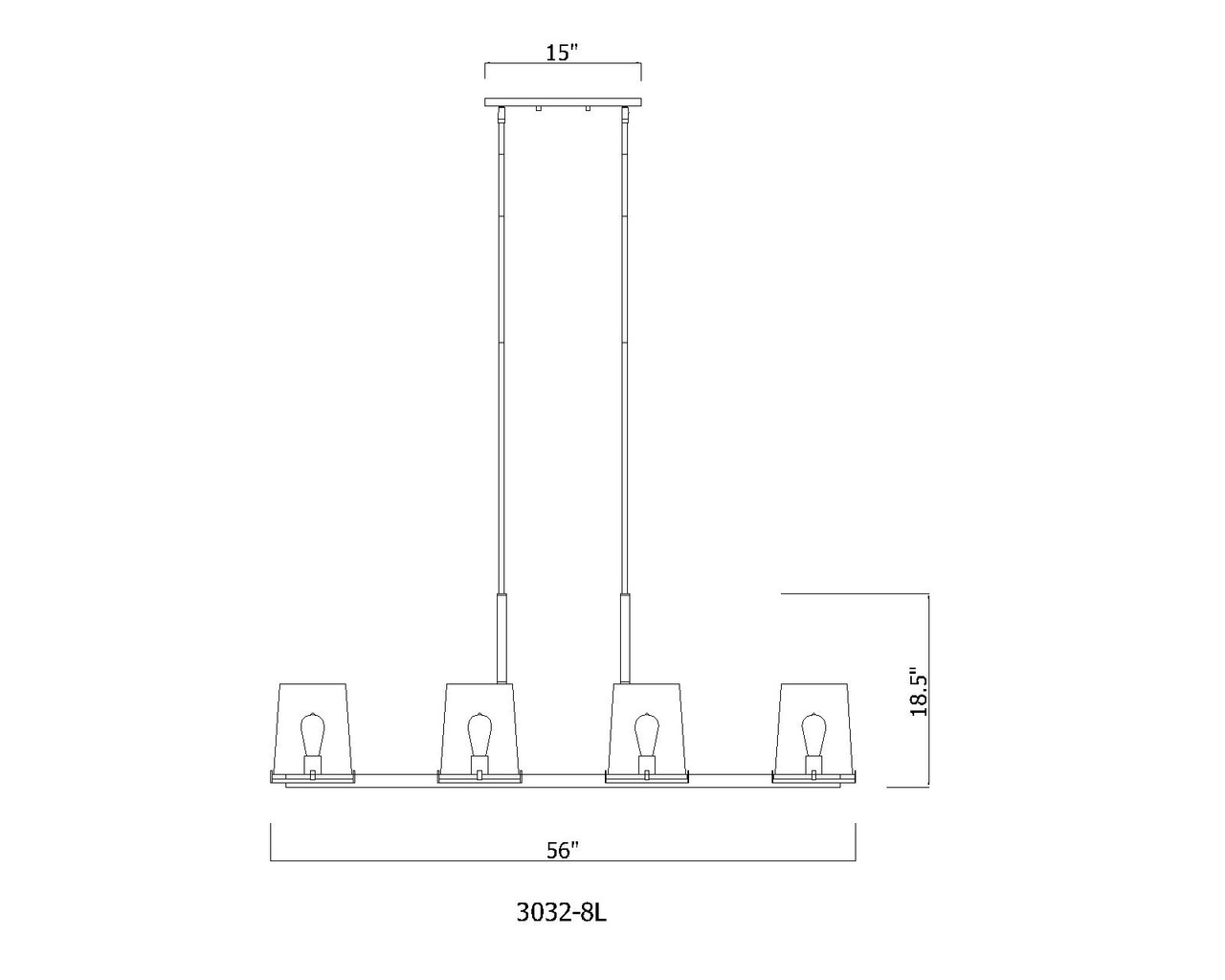 Z-LITE 3032-8L-PN 8 Light Chandelier, Polished Nickel