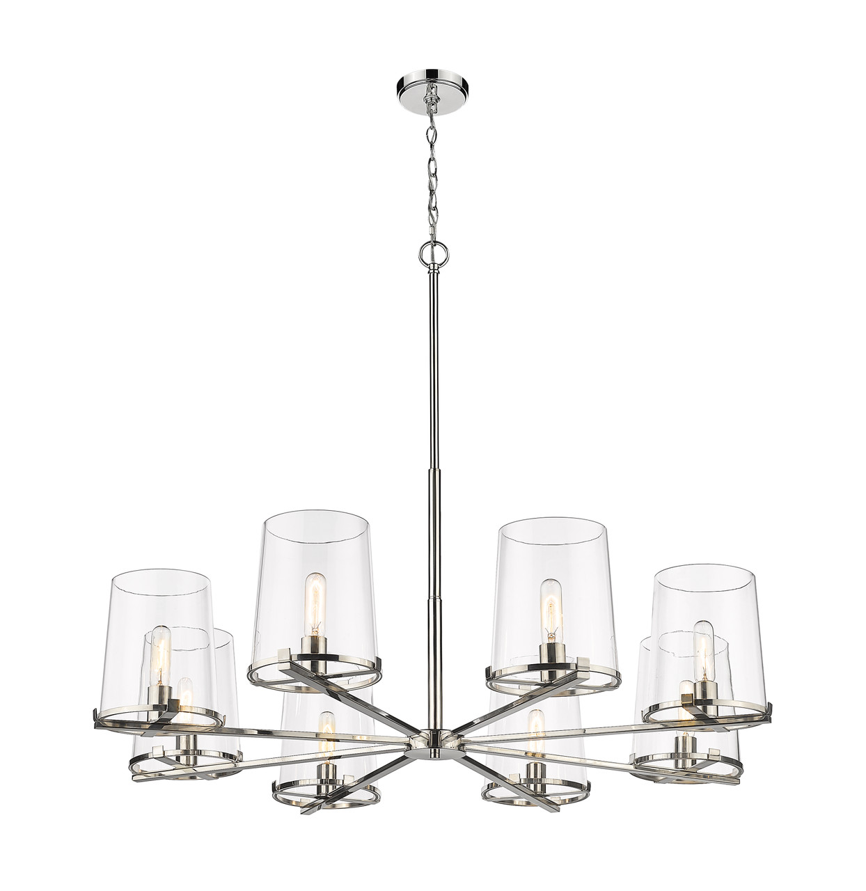 Z-LITE 3032-8PN 8 Light Chandelier, Polished Nickel