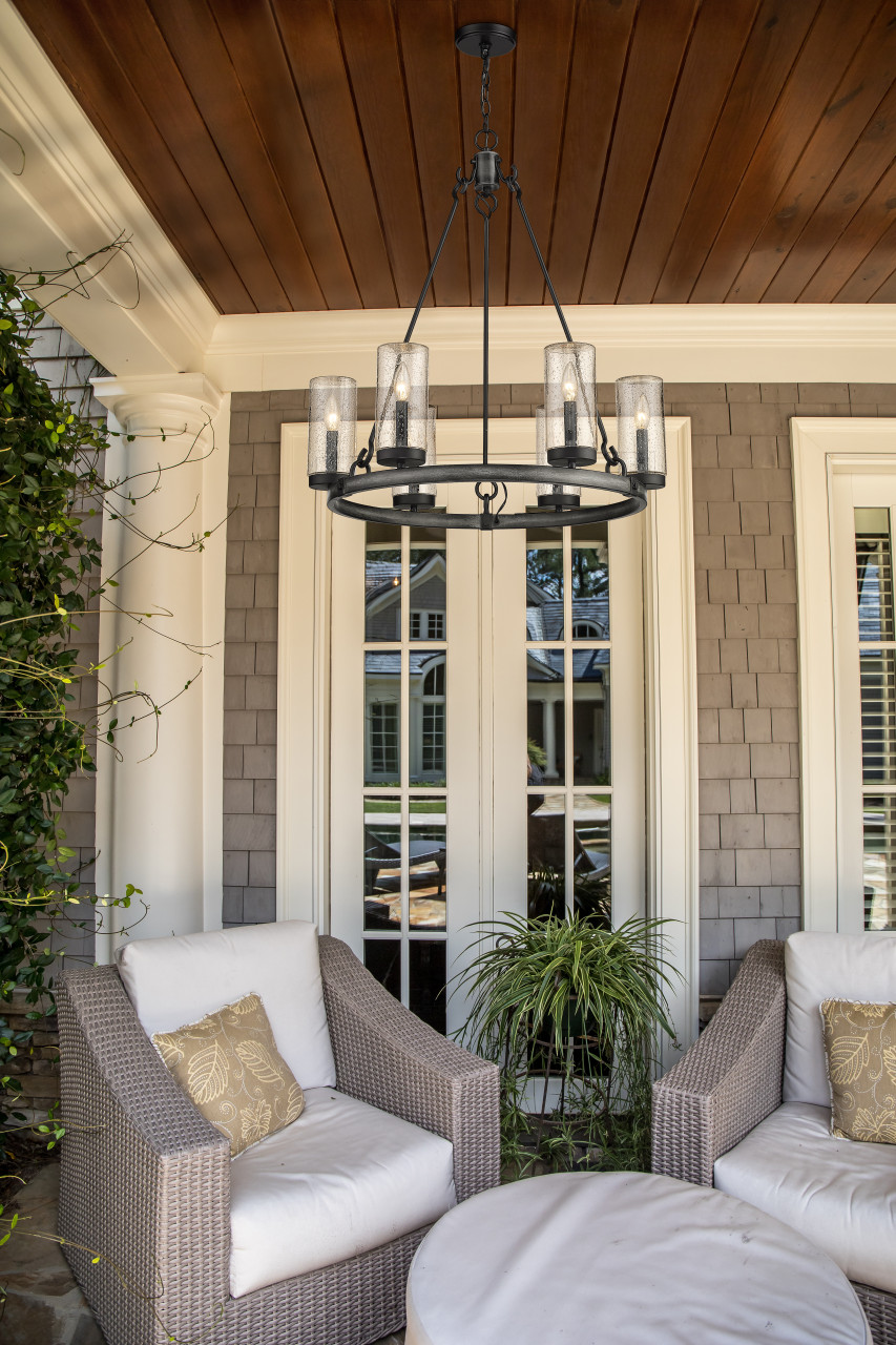 Z-LITE 589-6ABB 6 Light Outdoor Pendant, Ashen Barnboard Z-LITE 589-6ABB 6 Light Outdoor Pendant, Ashen Barnboard