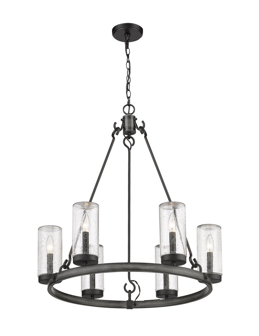 Z-LITE 589-6ABB 6 Light Outdoor Pendant, Ashen Barnboard Z-LITE 589-6ABB 6 Light Outdoor Pendant, Ashen Barnboard
