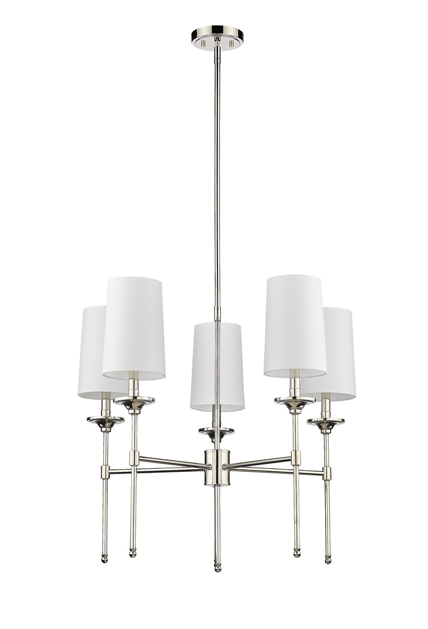 Z-LITE 3033-5PN 5 Light Chandelier, Polished Nickel