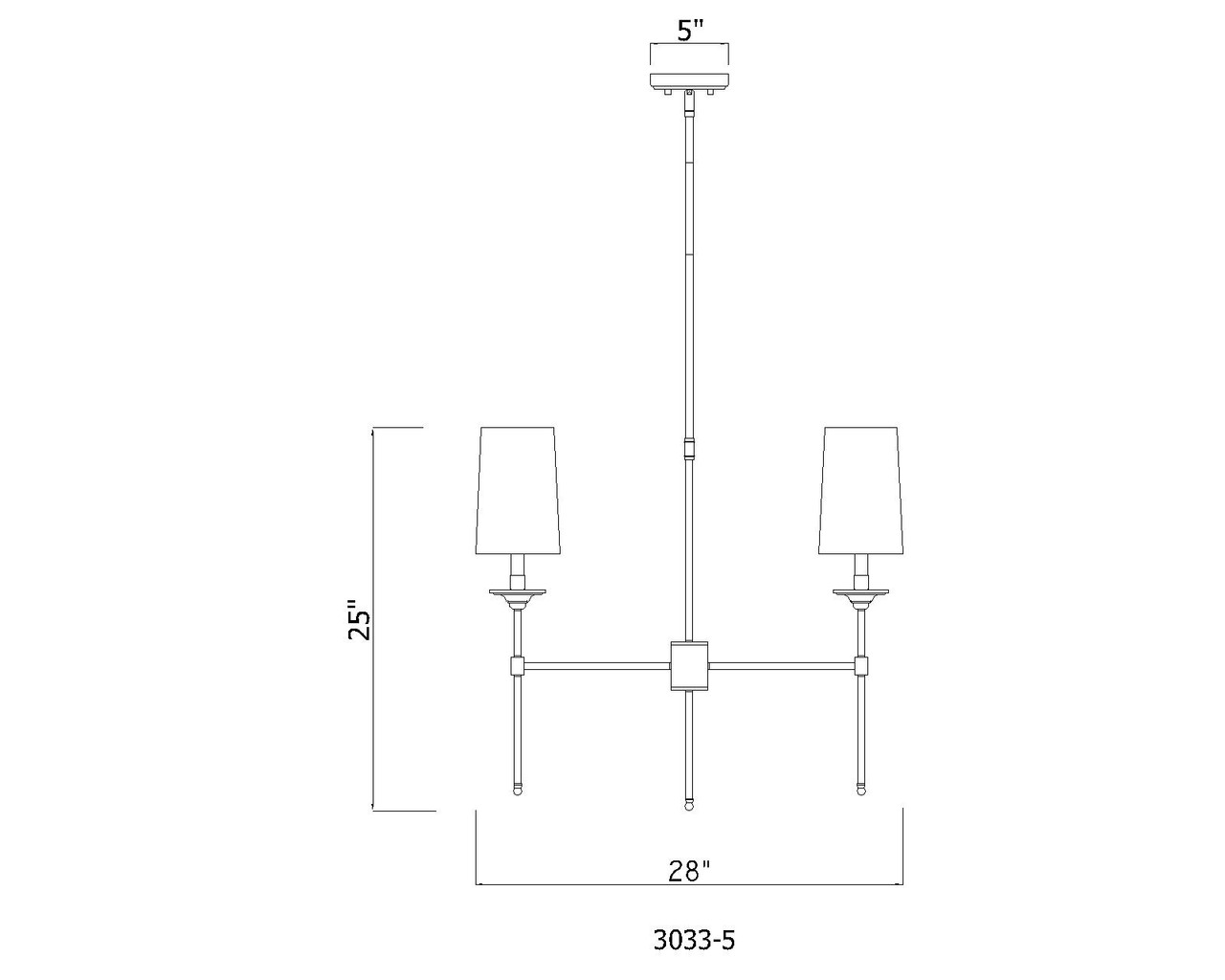 Z-LITE 3033-5PN 5 Light Chandelier, Polished Nickel