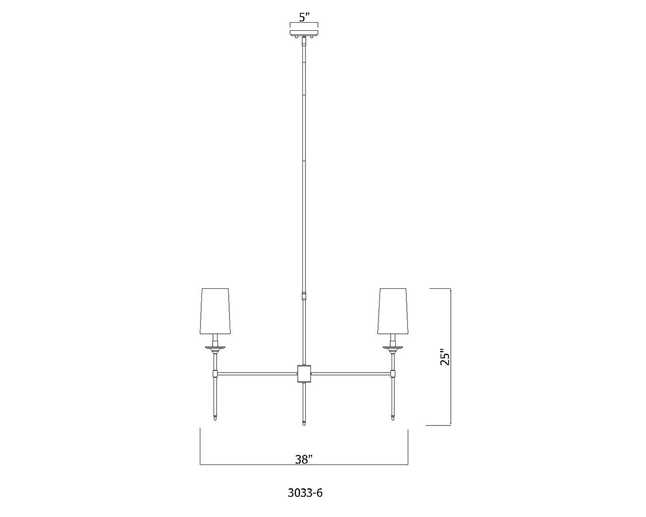 Z-LITE 3033-6PN 6 Light Chandelier, Polished Nickel