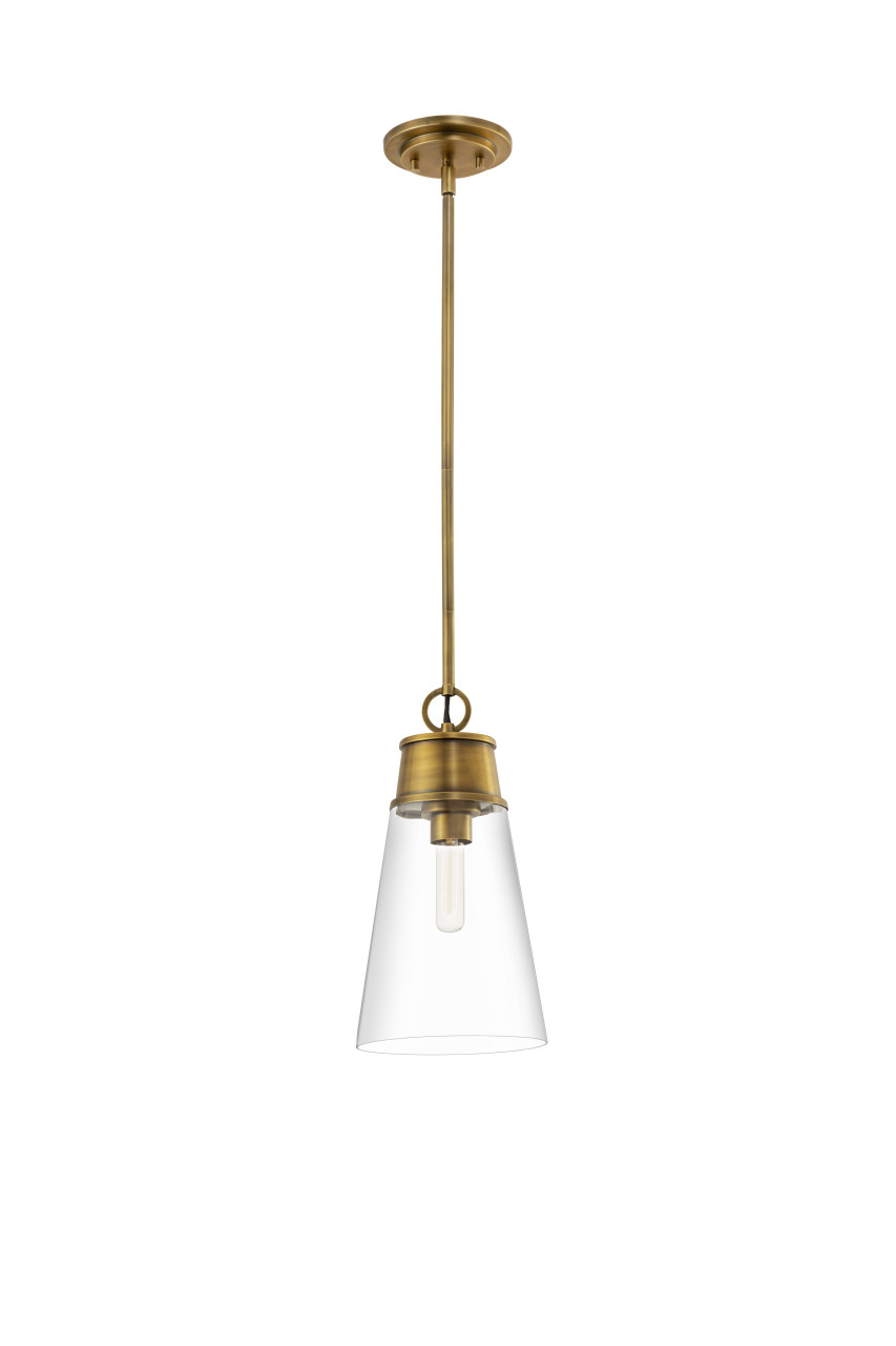 Z-LITE 2300P8-RB 1 Light Pendant, Rubbed Brass