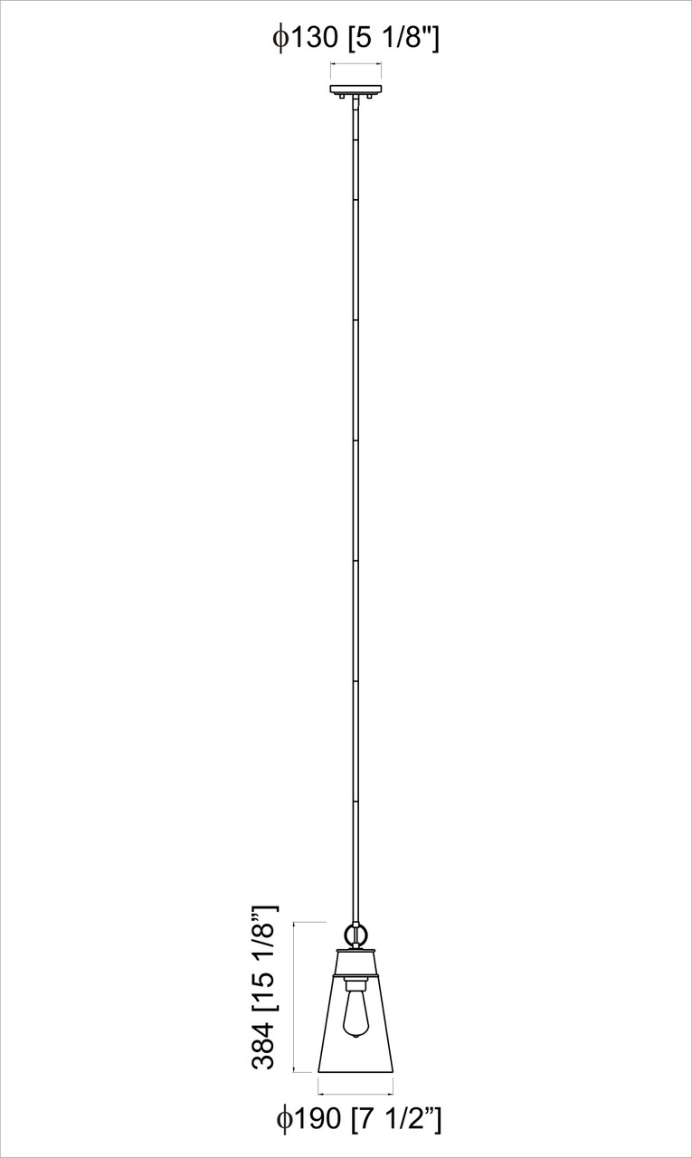 Z-LITE 2300P8-RB 1 Light Pendant, Rubbed Brass