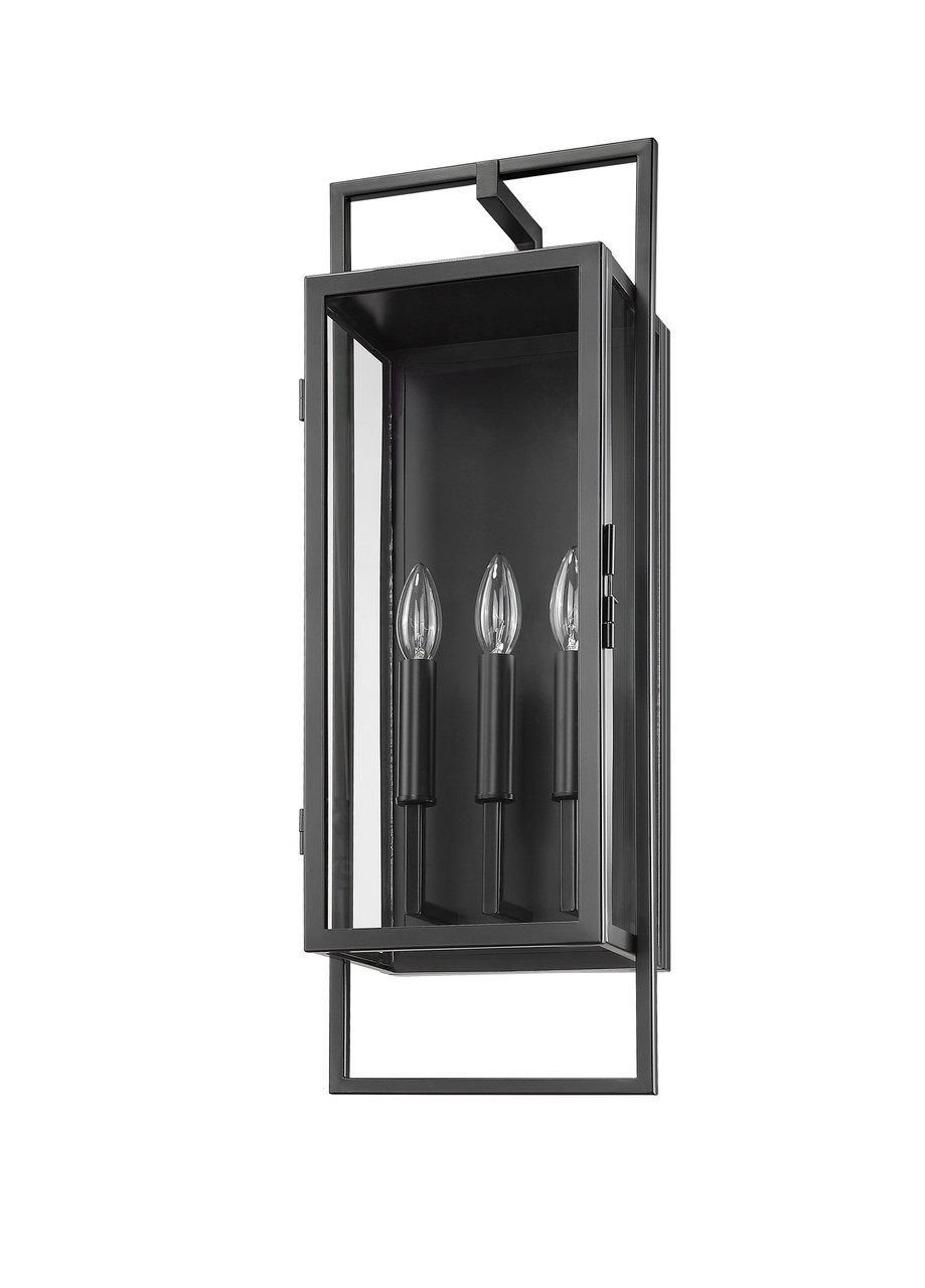 Z-LITE 598B-BK 3 Light Outdoor Wall Sconce, Black