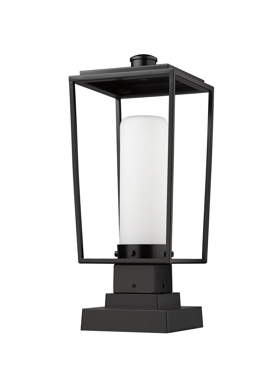 Z-LITE 595PHMS-SQPM-BK 1 Light Outdoor Pier Mounted Fixture, Black