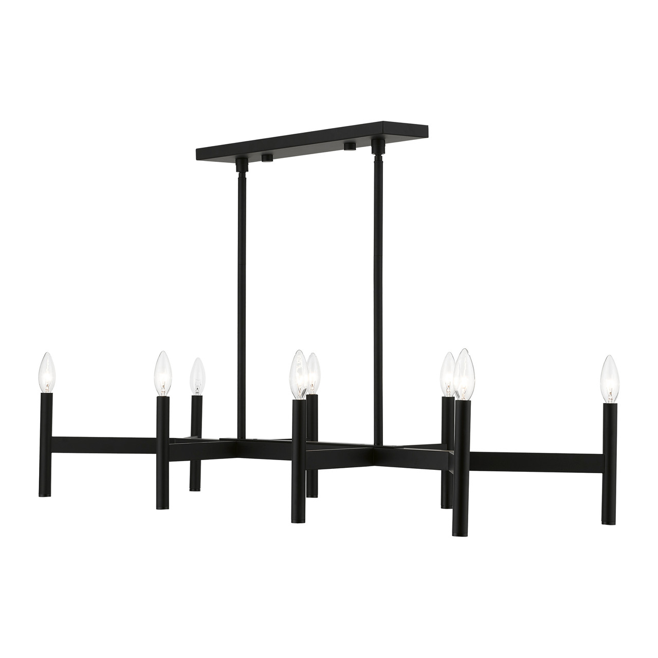 LIVEX LIGHTING 51178-04 Black 8-Light Linear Chandelier