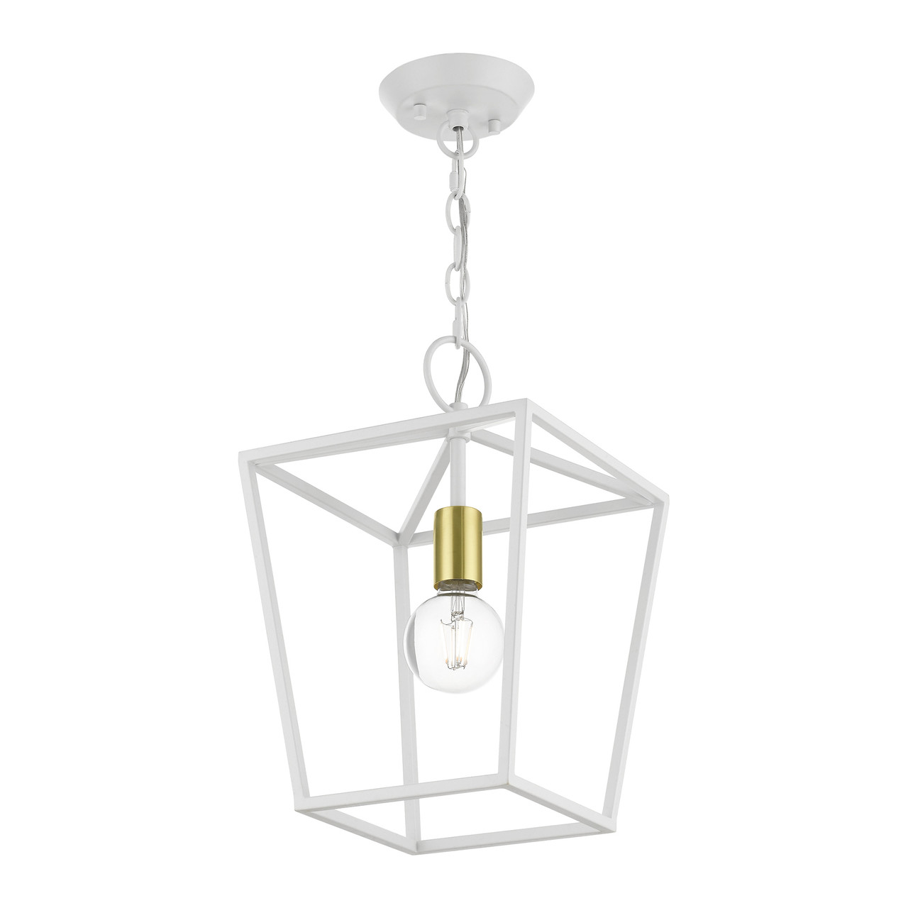 LIVEX LIGHTING 49432-03 White 1-Light Square Lantern