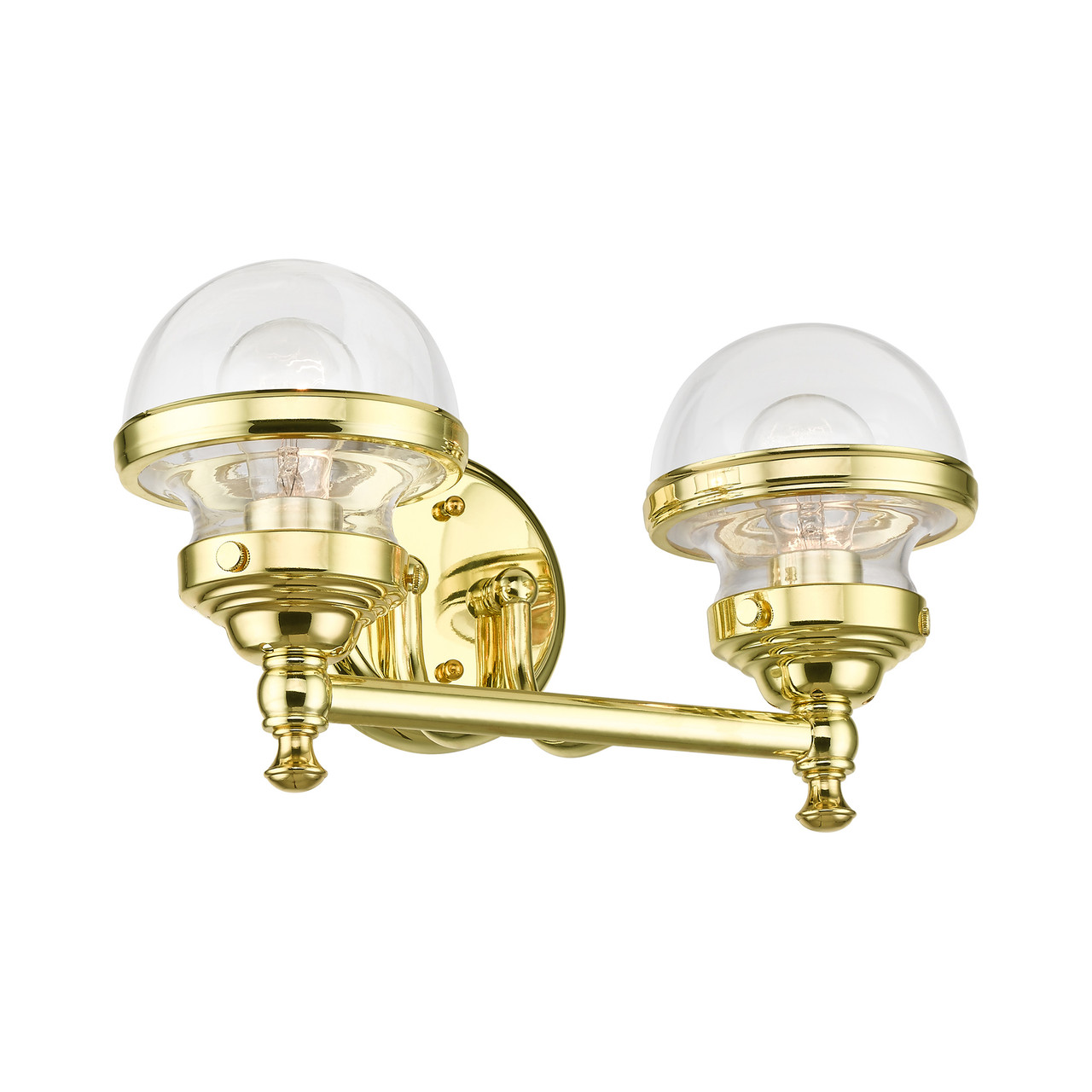 LIVEX LIGHTING 17412-02 Polished Brass 2-Light Vanity Sconce