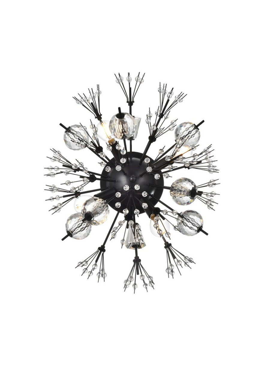 Elegant Lighting 2500W19BK Vera 19 inch crystal starburst wall sconce in black