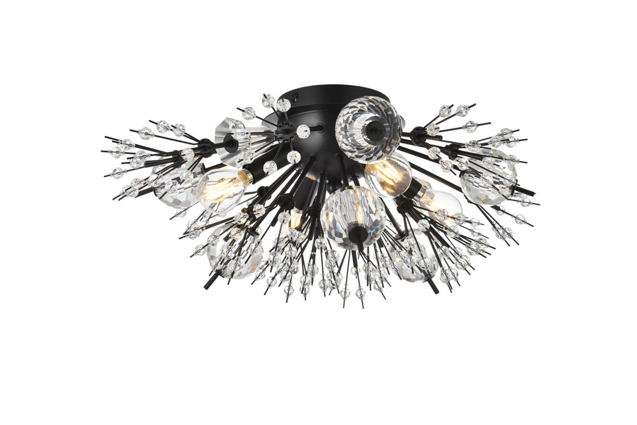 Elegant Lighting 2500W19BK Vera 19 inch crystal starburst wall sconce in black