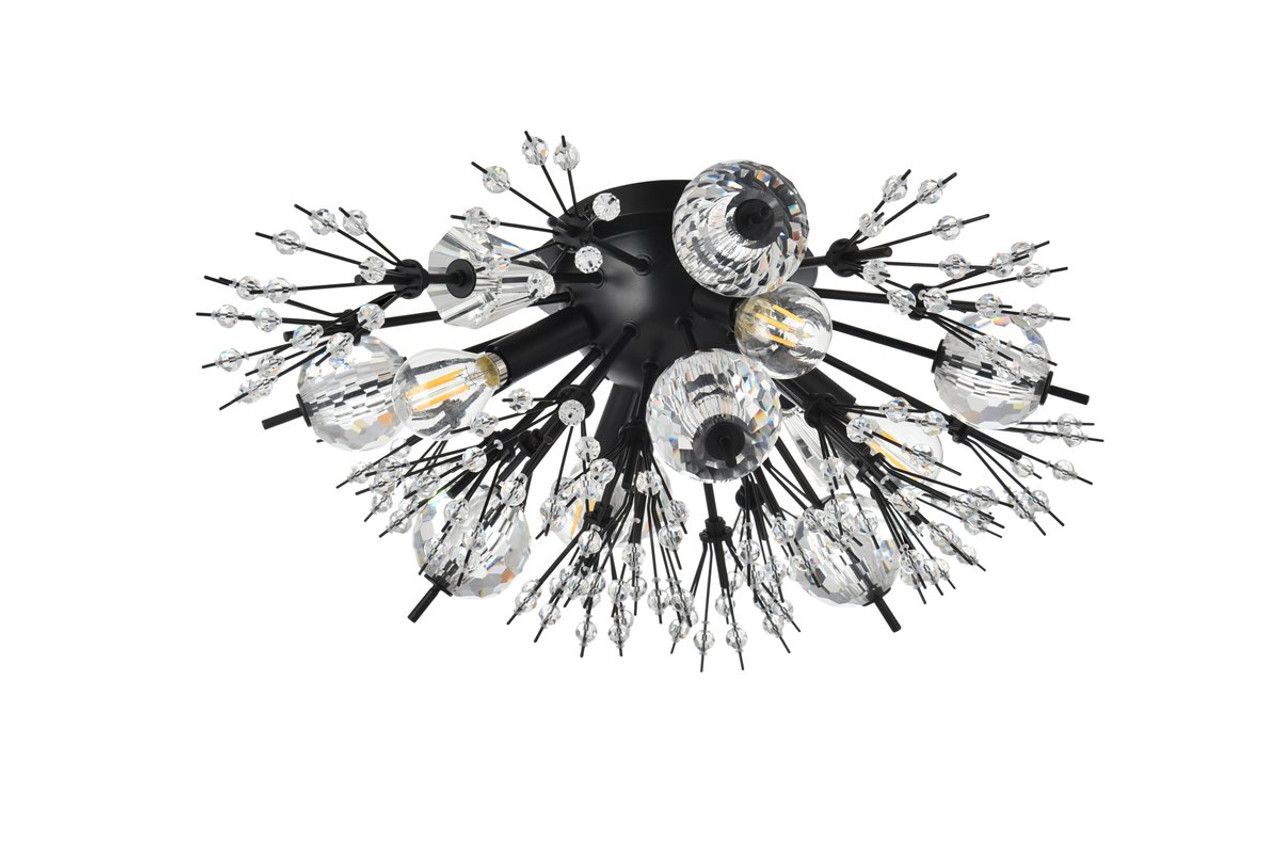 Elegant Lighting 2500W19BK Vera 19 inch crystal starburst wall sconce in black