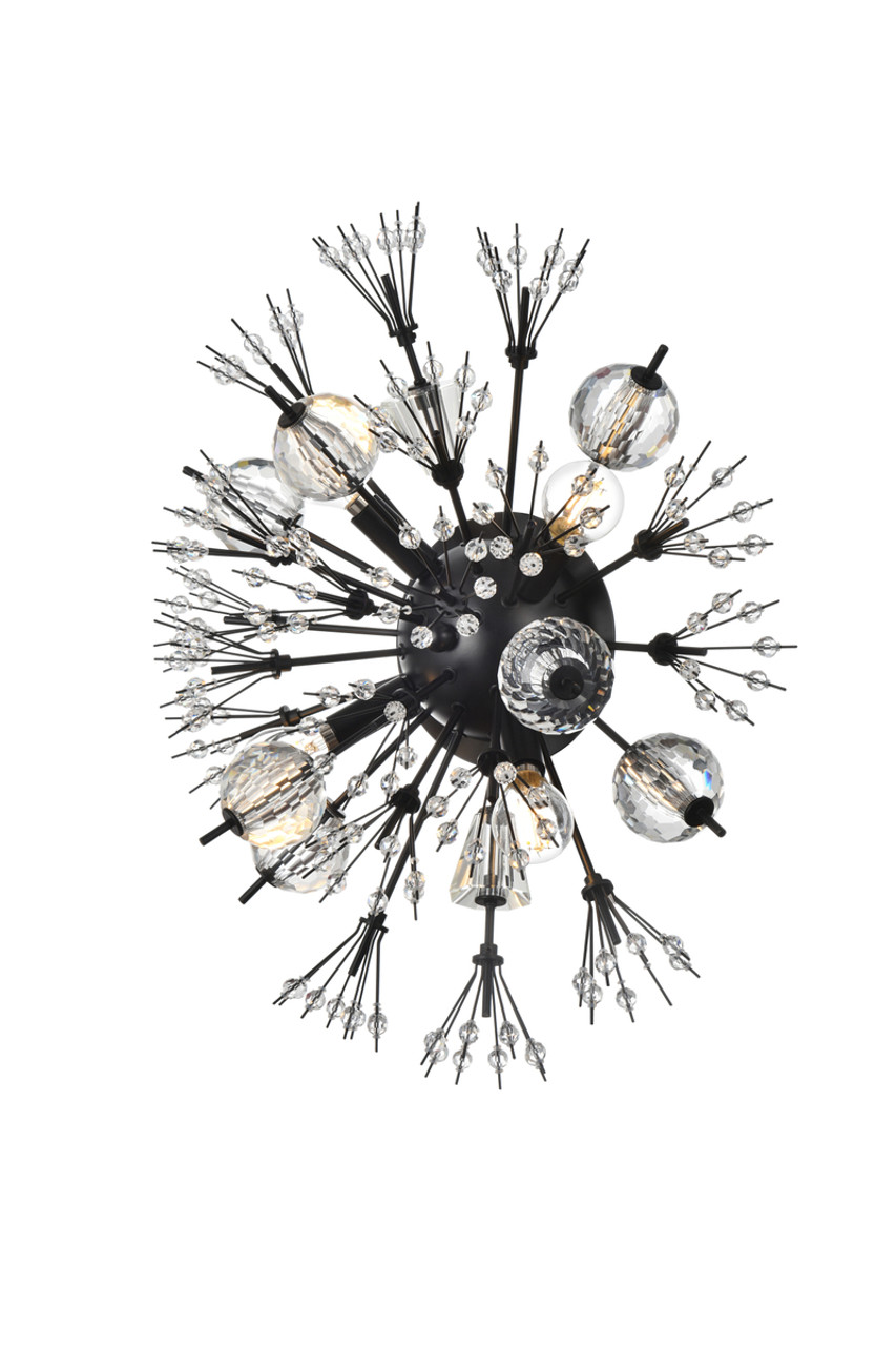 Elegant Lighting 2500W19BK Vera 19 inch crystal starburst wall sconce in black