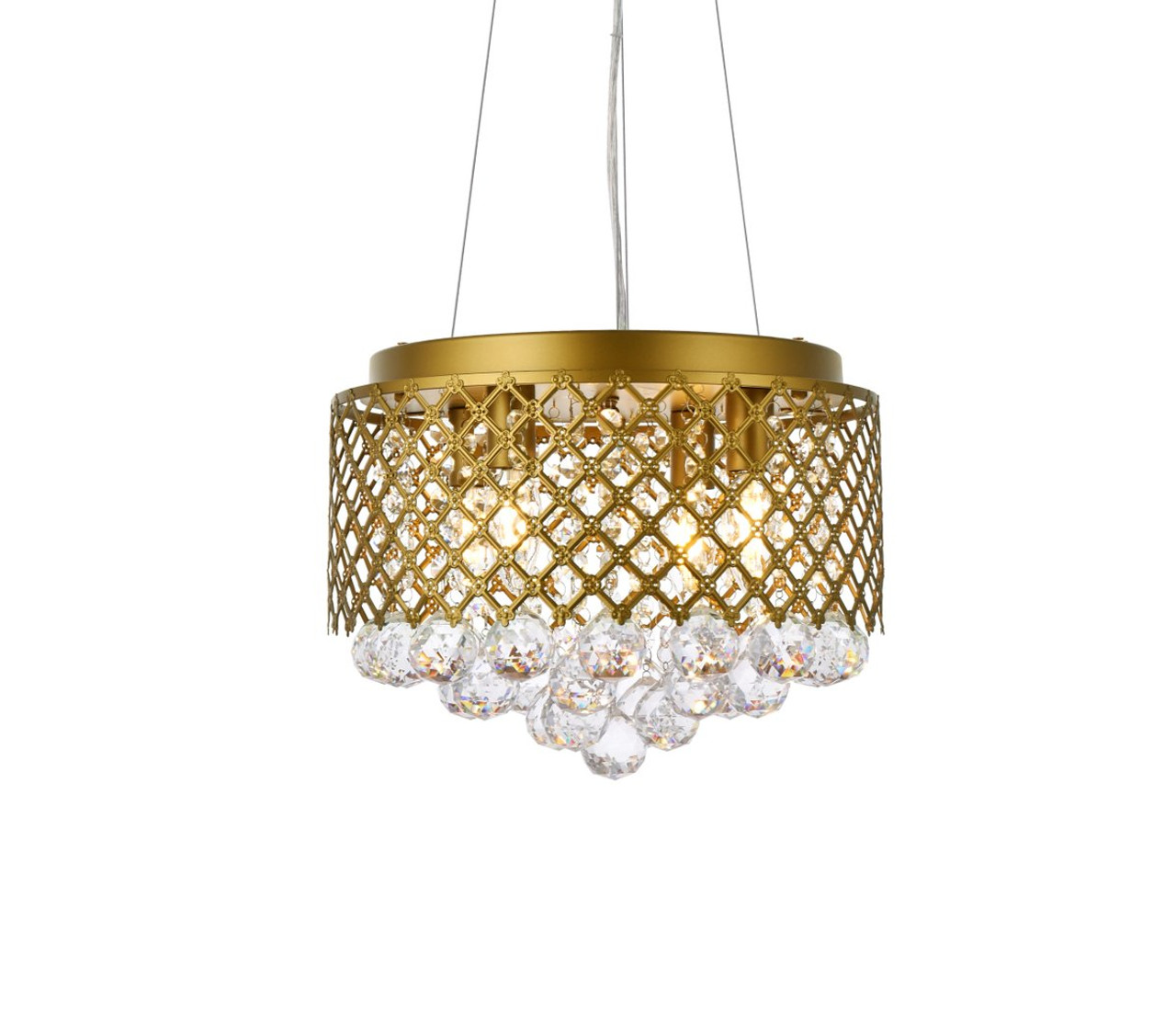 Living District LD520D13BR Tully 4 lights pendant in brass