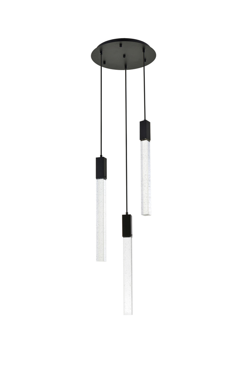 Elegant Lighting 2067D16BK Weston 3 lights pendant in black