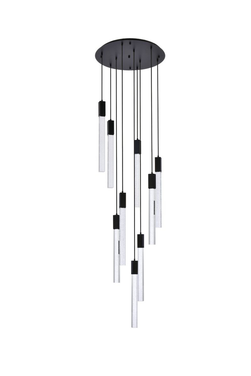 Elegant Lighting 2067D24BK Weston 9 lights pendant in black