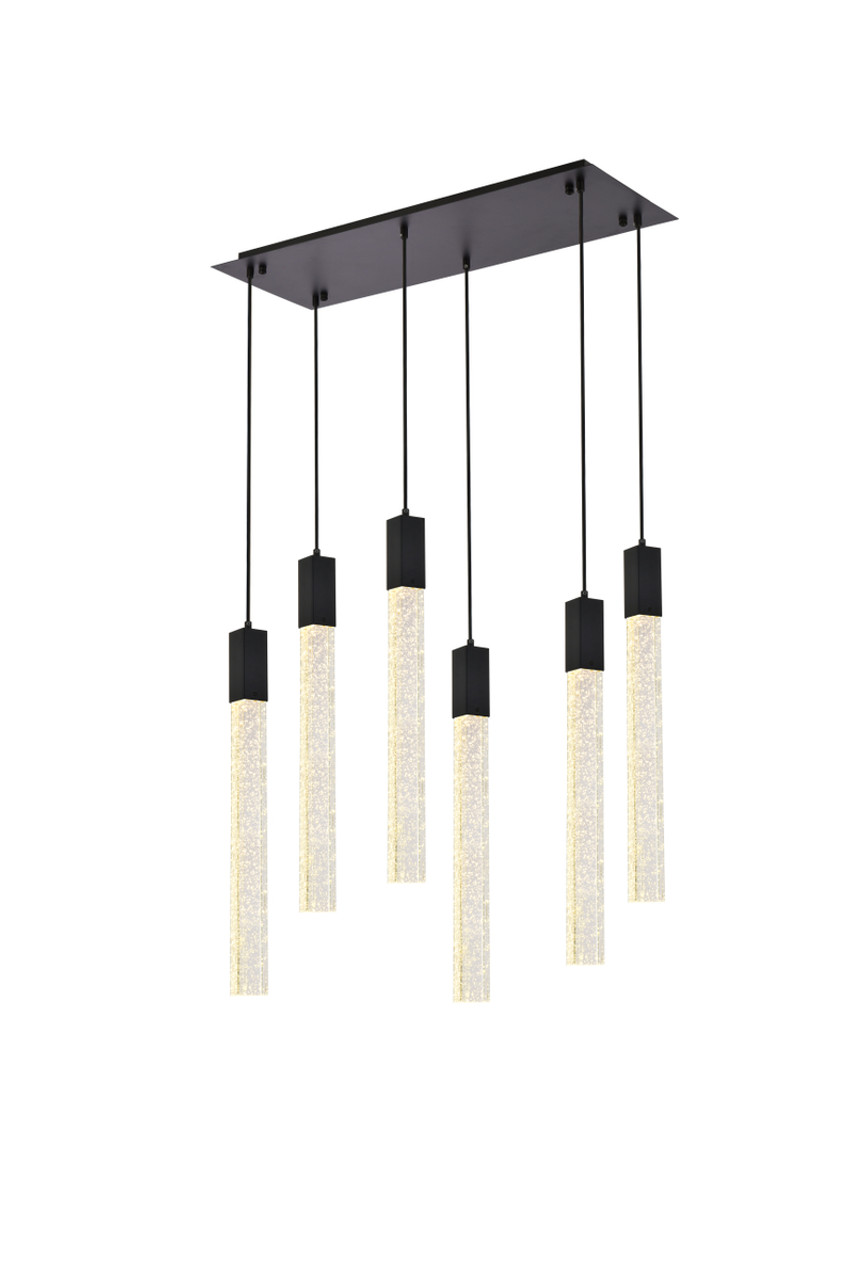 Elegant Lighting 2066D32BK Weston 6 lights pendant in black