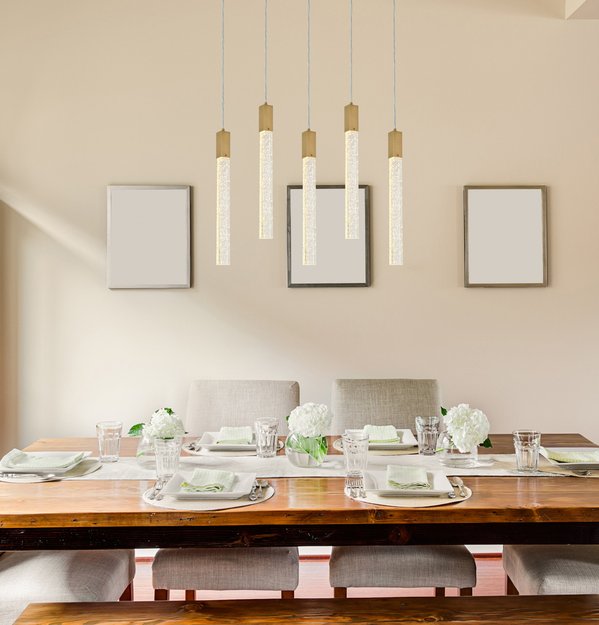 Elegant Lighting 2066S36SG Weston 5 lights pendant in satin gold