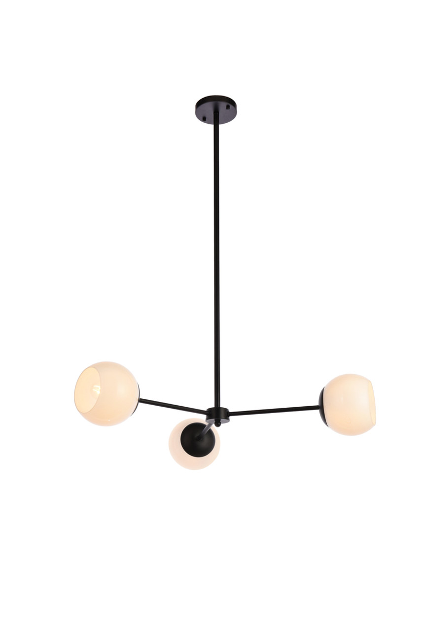 Living District LD647D32BK Briggs 32 inch pendant in black with white shade