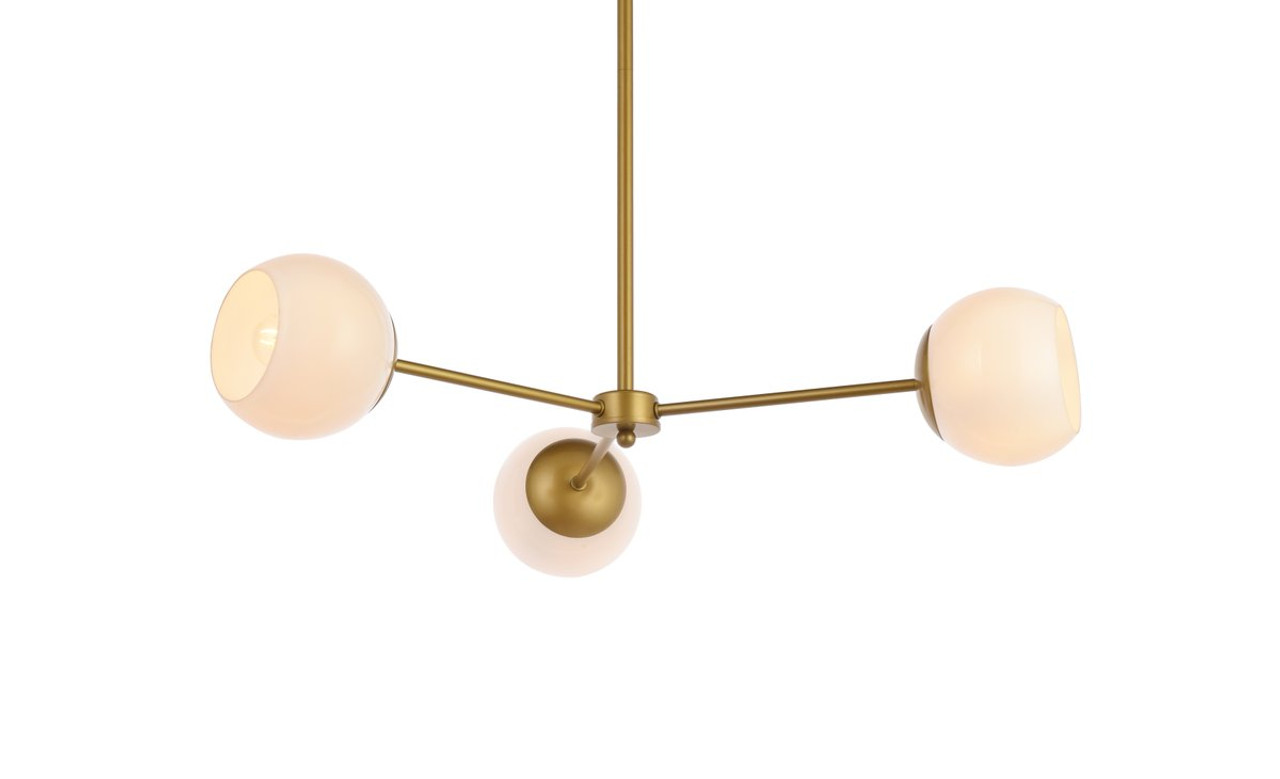 Living District LD647D32BR Briggs 32 inch pendant in brass with white shade