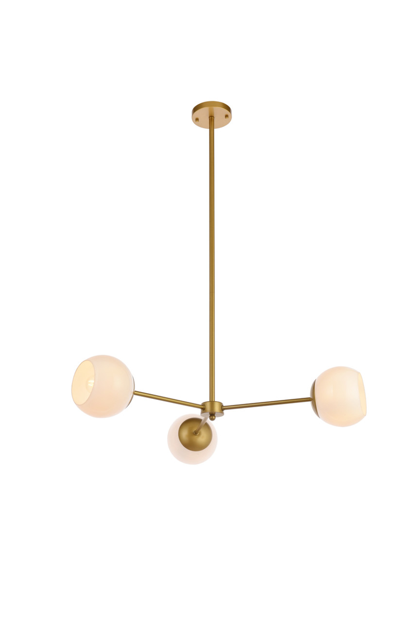 Living District LD647D32BR Briggs 32 inch pendant in brass with white shade