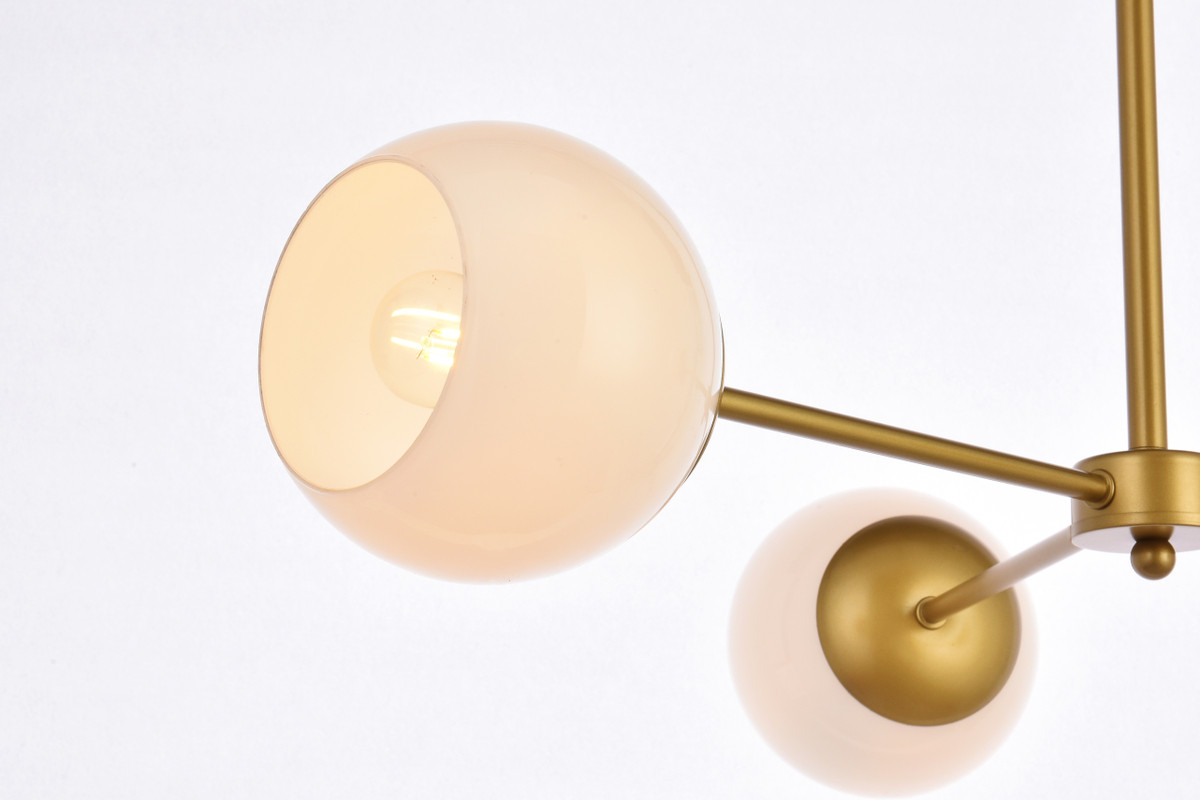 Living District LD647D32BR Briggs 32 inch pendant in brass with white shade