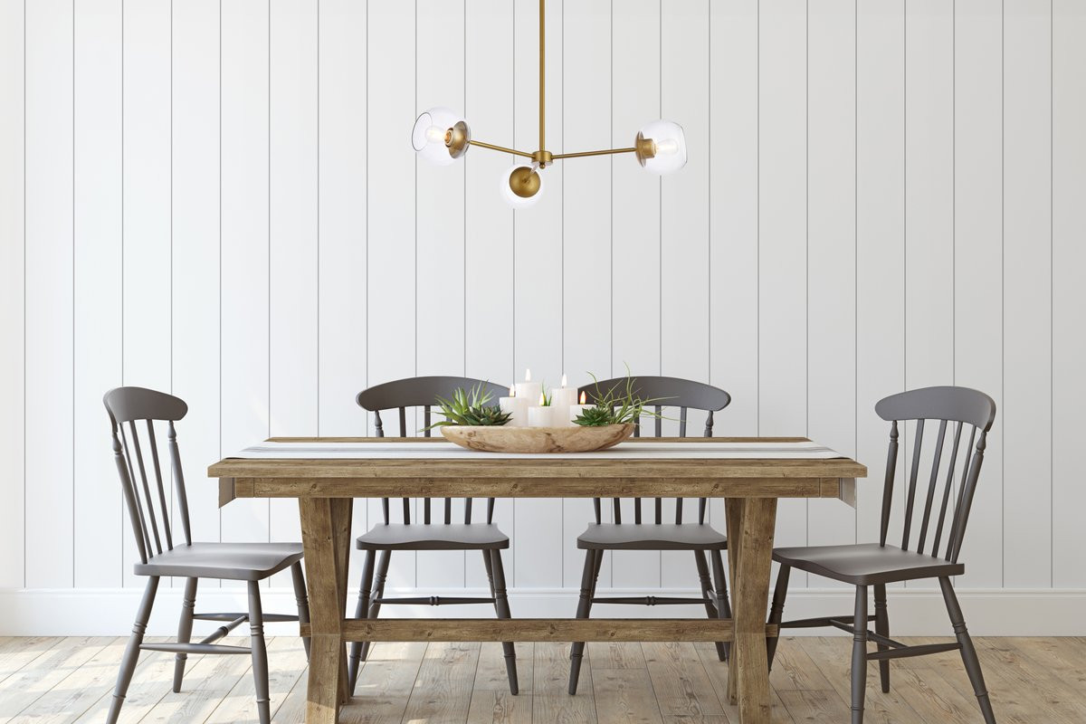 Living District LD646D32BR Briggs 32 inch pendant in brass with clear shade