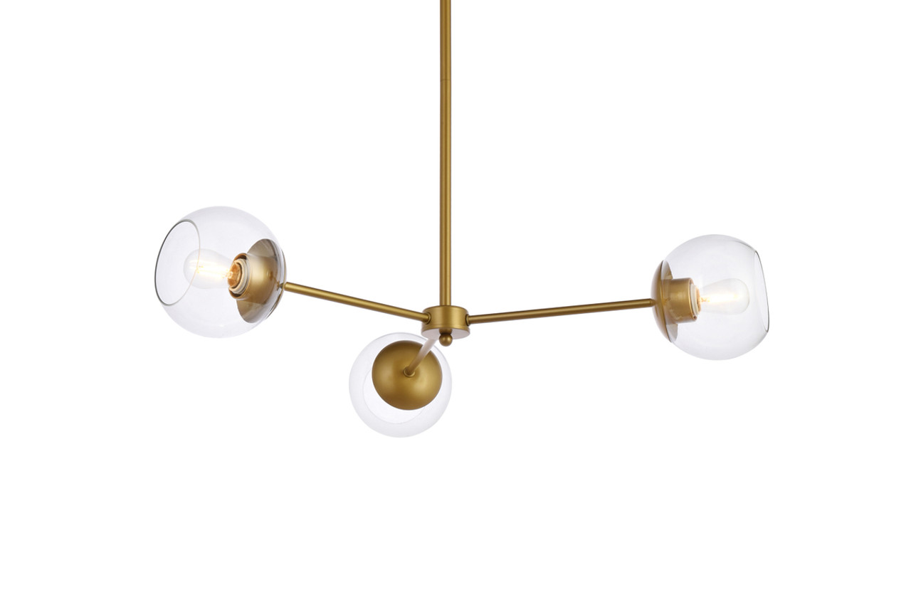 Living District LD646D32BR Briggs 32 inch pendant in brass with clear shade