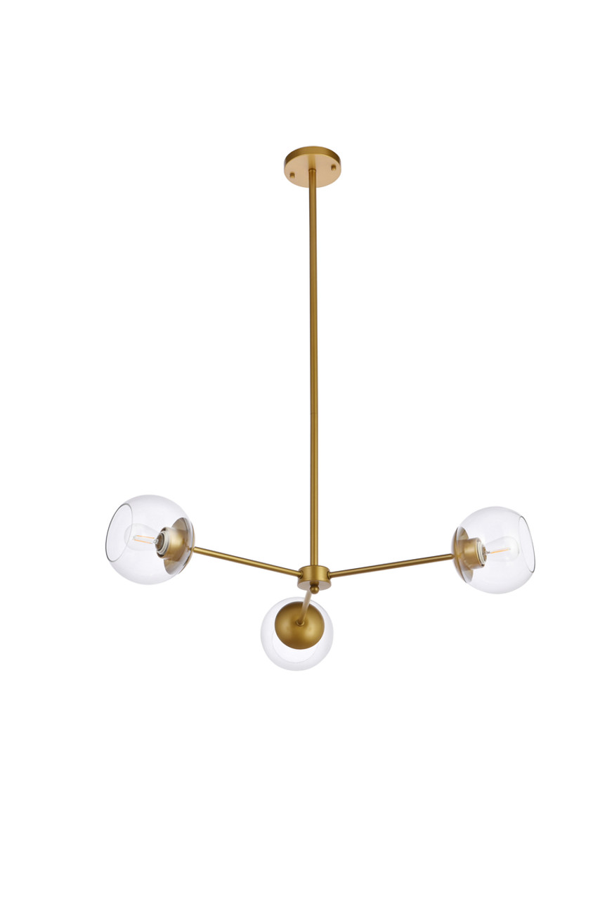 Living District LD646D32BR Briggs 32 inch pendant in brass with clear shade