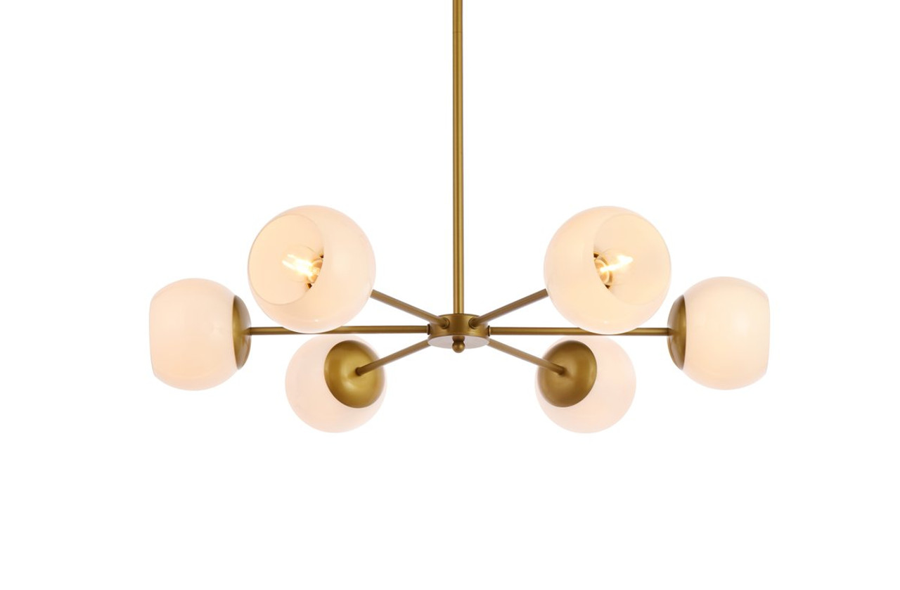 Living District LD645D30BR Briggs 30 inch pendant in brass with white shade