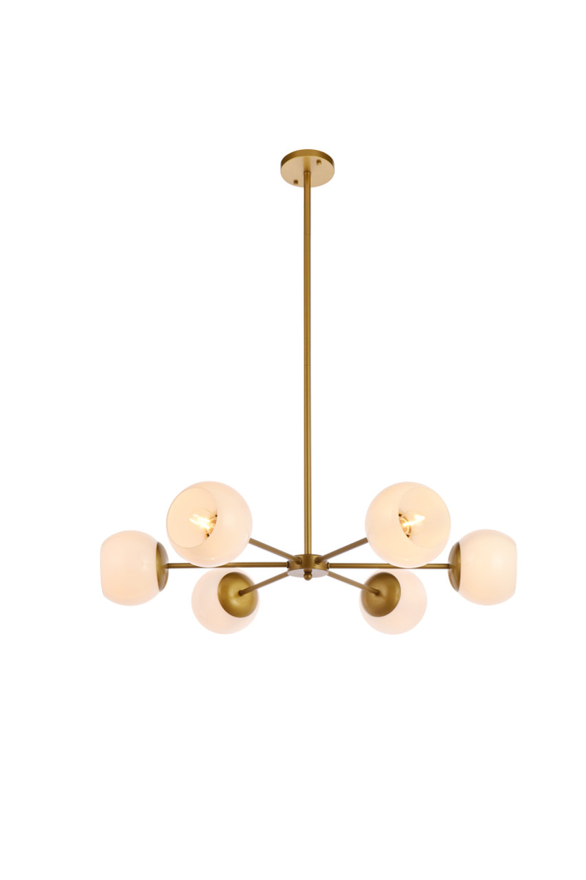 Living District LD645D30BR Briggs 30 inch pendant in brass with white shade