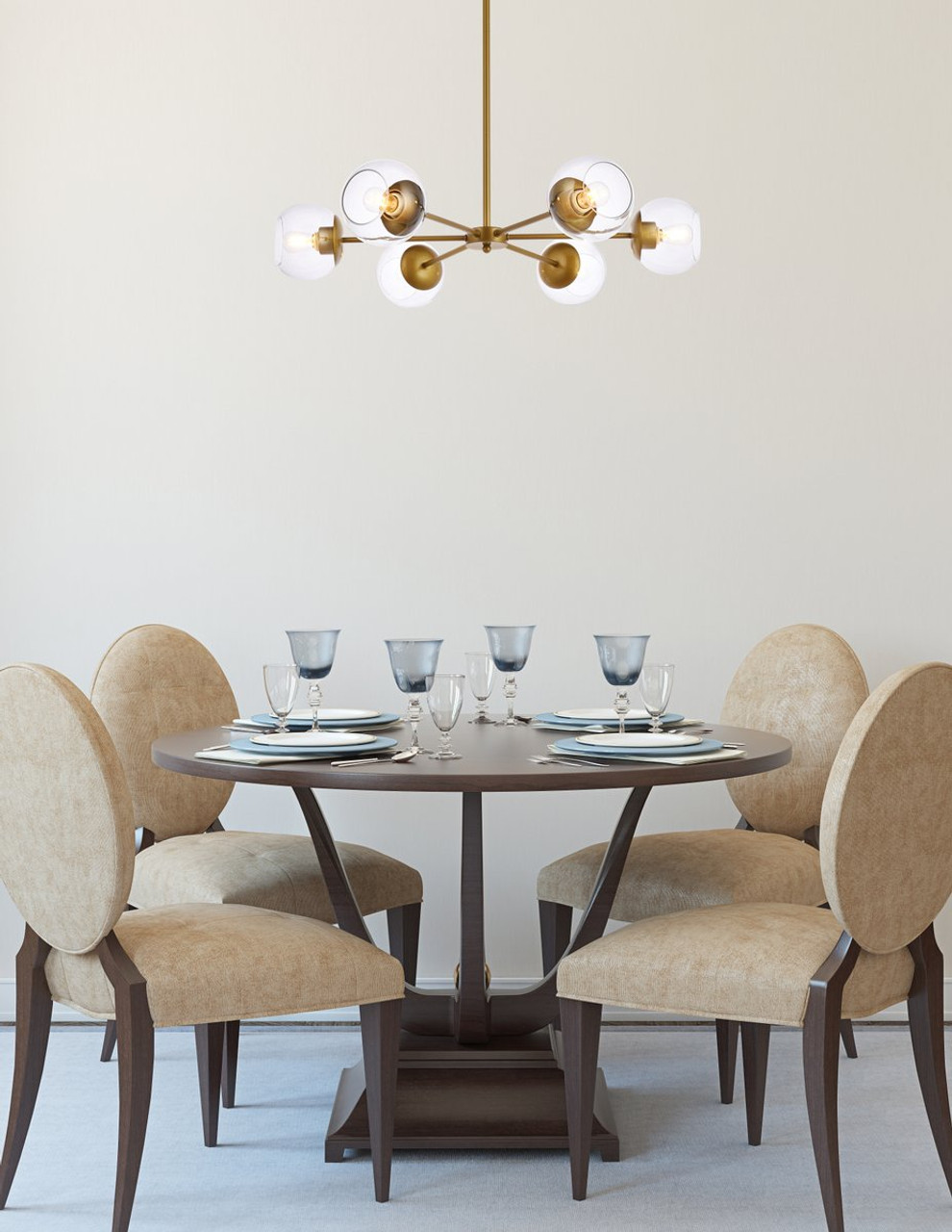 Living District LD644D30BR Briggs 30 inch pendant in brass with clear shade