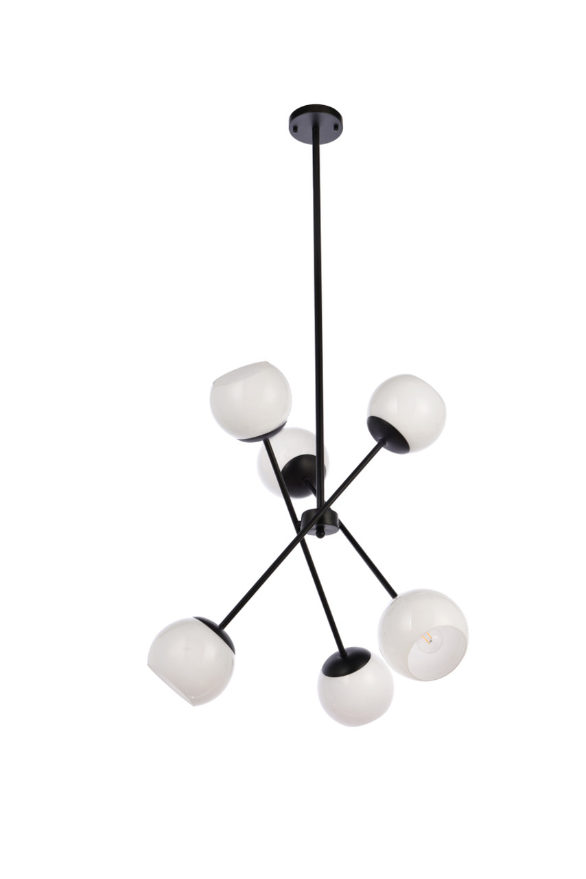 Living District LD657D24BK Axl 24 inch pendant in black with white shade