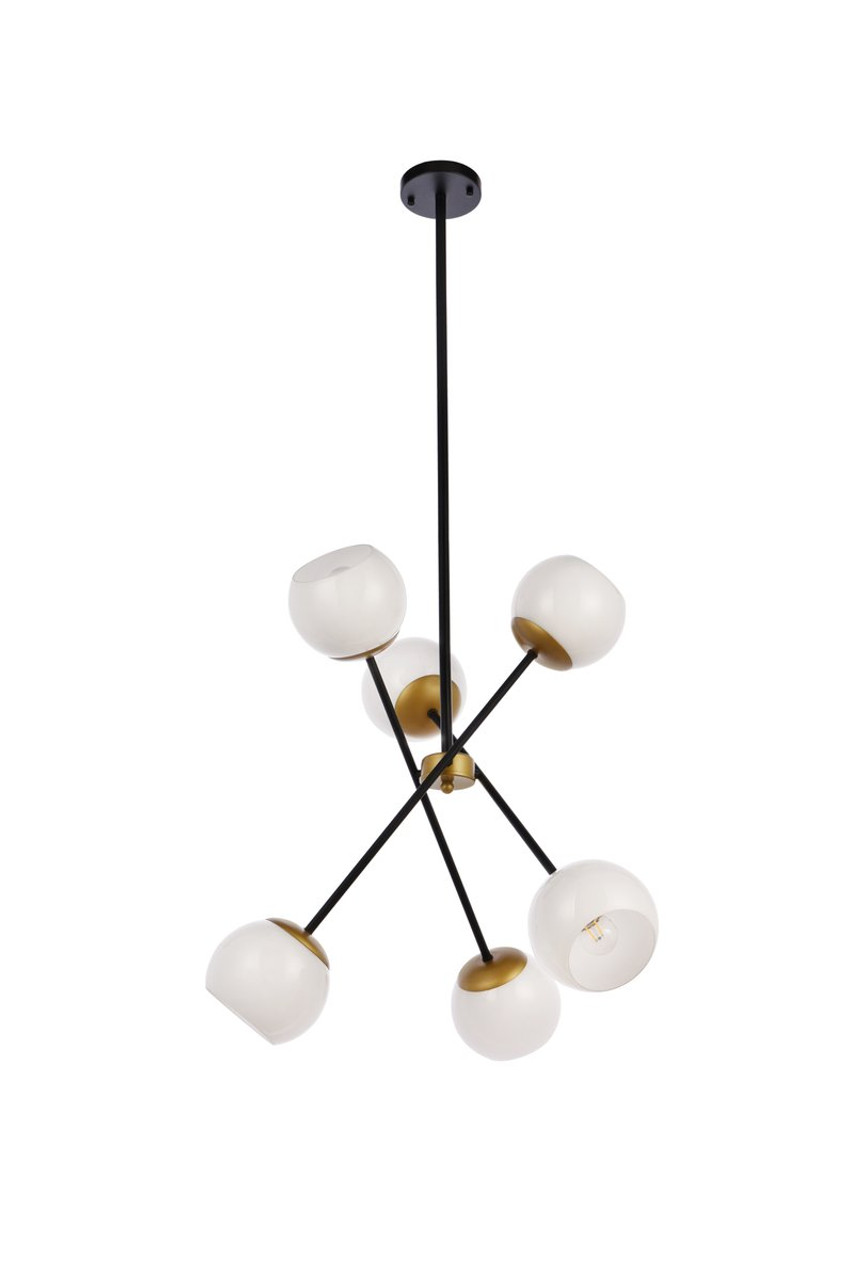 Living District LD657D24BRK Axl 24 inch pendant in black and brass with white shade