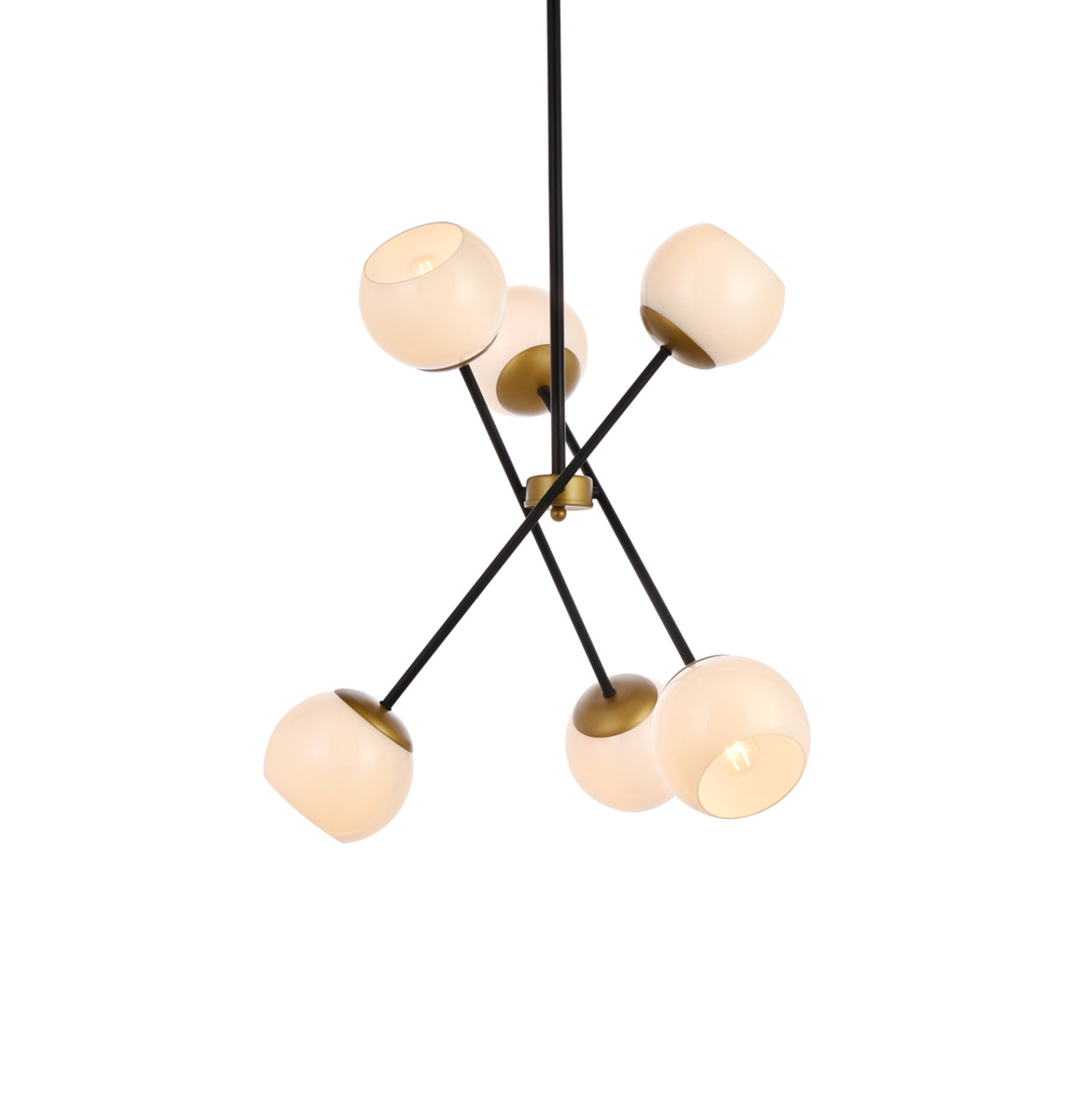 Living District LD657D24BRK Axl 24 inch pendant in black and brass with white shade