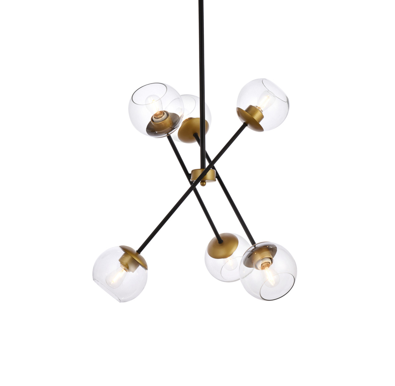 Living District LD656D24BRK Axl 24 inch pendant in black and brass with clear shade