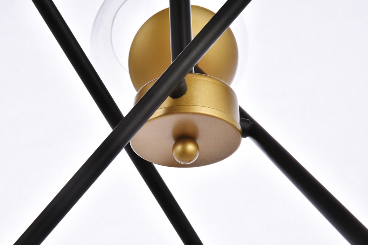 Living District LD656D24BRK Axl 24 inch pendant in black and brass with clear shade