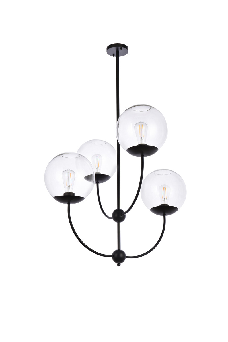 Living District LD652D30BK Lennon 31.5 inch pendant in black with clear shade