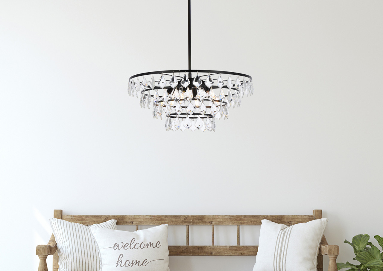 Elegant Lighting 1101D24BK Ella 24 inch pendant in black