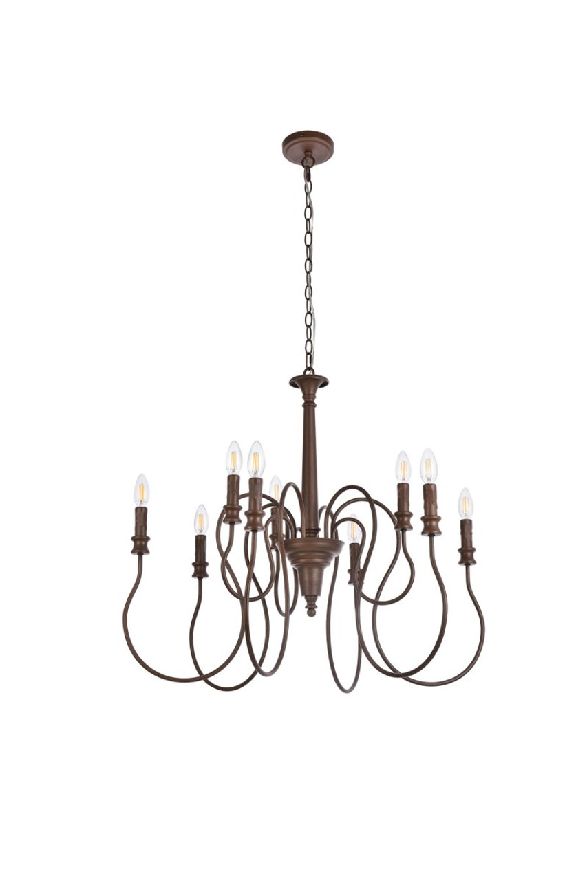 Living District LD7045D30WOK Flynx 9 lights pendant in weathered oak