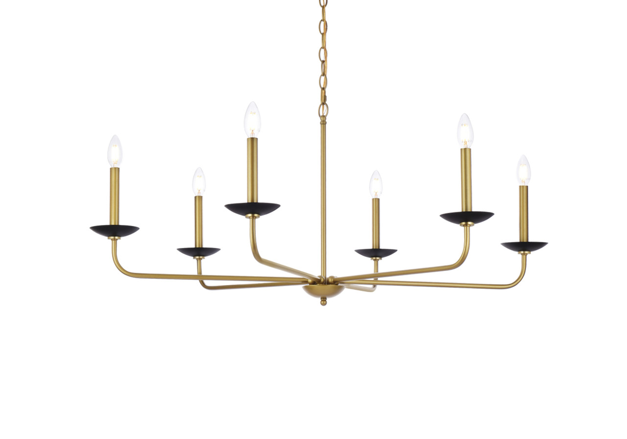 Living District LD812D42BRK Cohen 42 inch pendant in black and brass