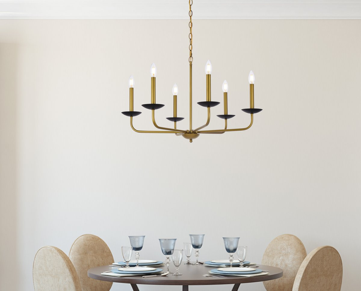 Living District LD812D30BRK Cohen 30 inch pendant in black and brass