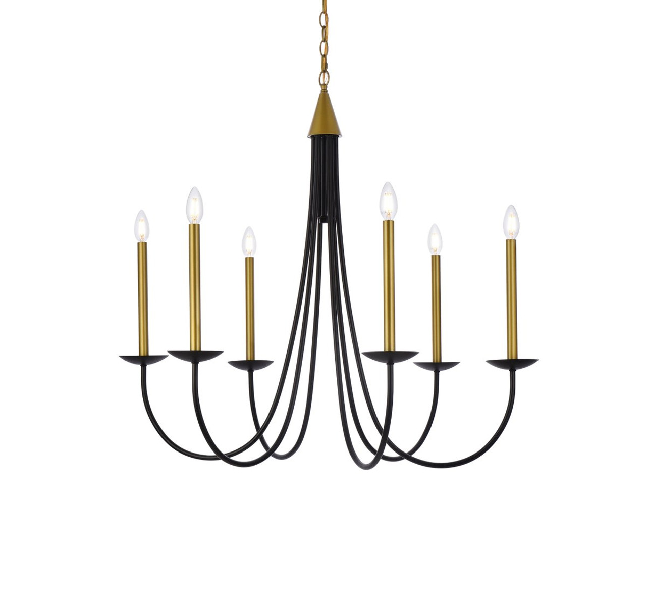 Living District LD810D36BRK Cohen 36 inch pendant in black and brass