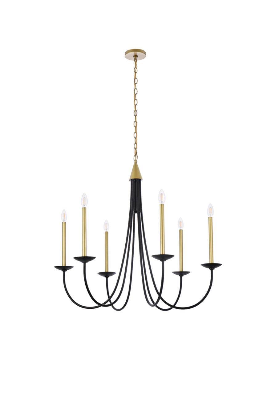 Living District LD810D36BRK Cohen 36 inch pendant in black and brass