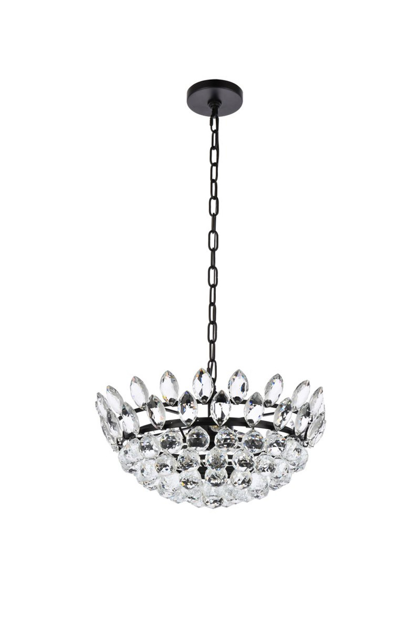 Elegant Lighting 1104D18BK Emilia 18 inch pendant in black