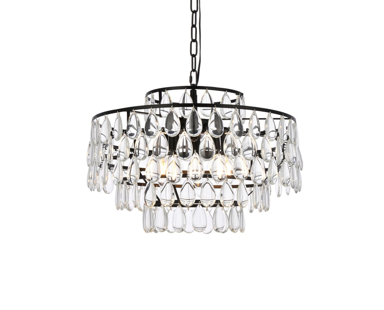 Elegant Lighting 1102D20BK Mila 20 inch pendant in black